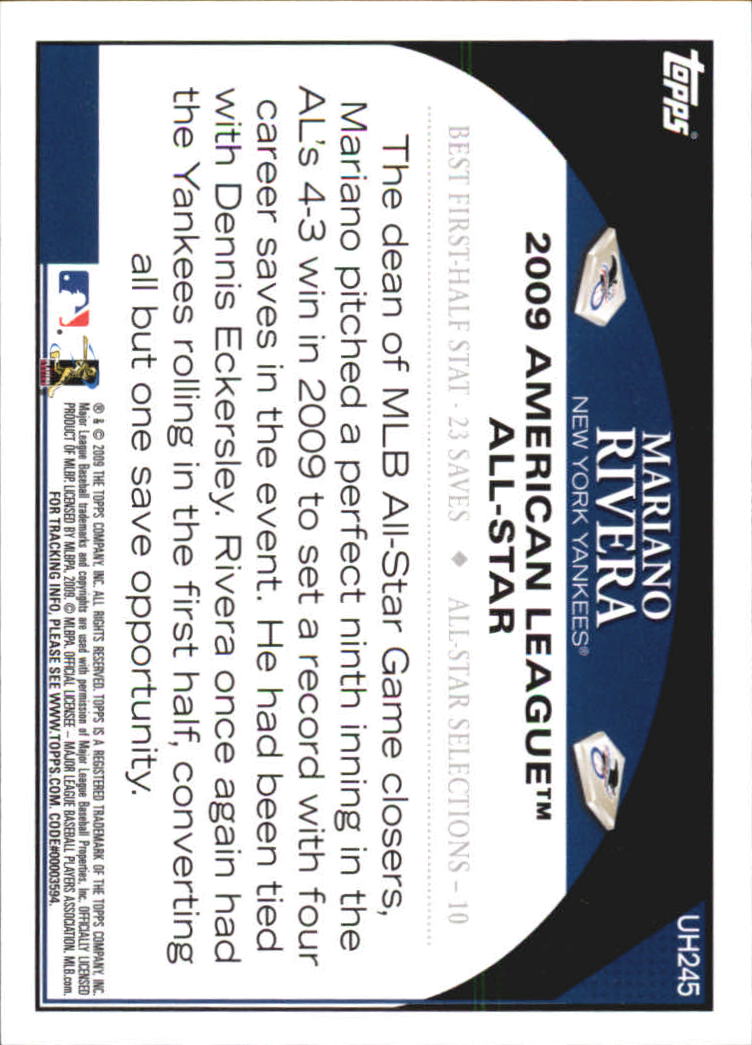 2009 Topps Update #UH245 Mariano Rivera back image