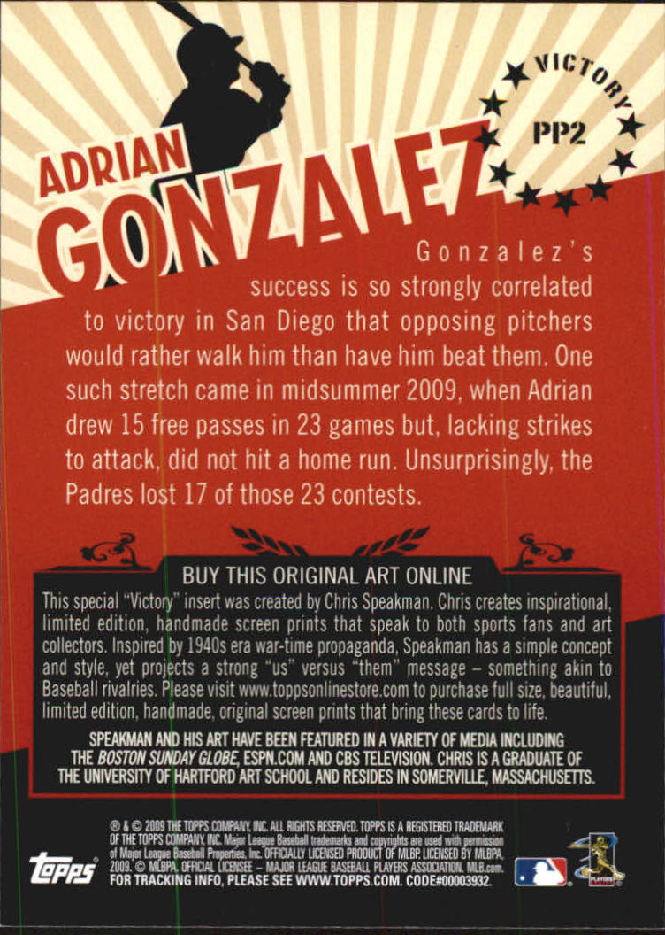 2009 Topps Update Propaganda #PP02 Adrian Gonzalez back image