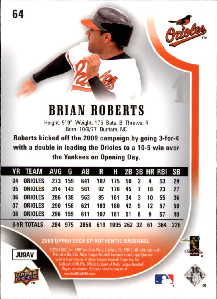 2009 SP Authentic #64 Brian Roberts back image