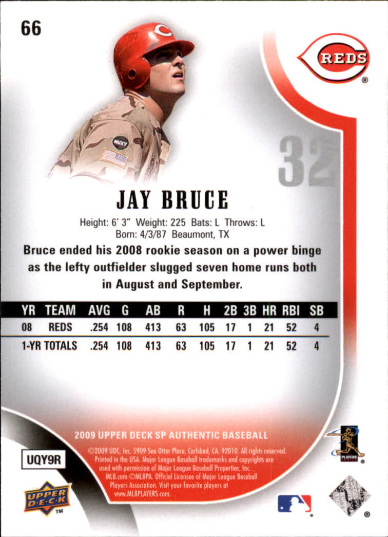 2009 SP Authentic #66 Jay Bruce back image