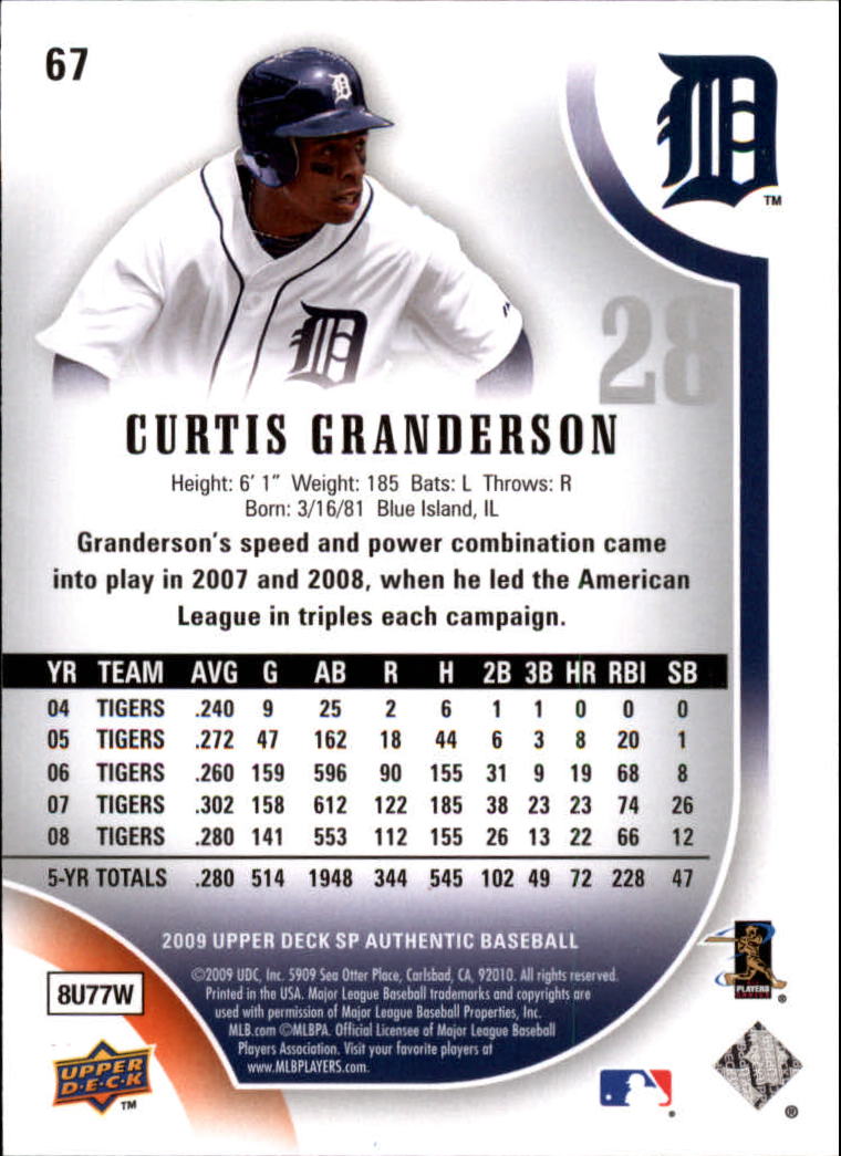 2009 SP Authentic #67 Curtis Granderson back image