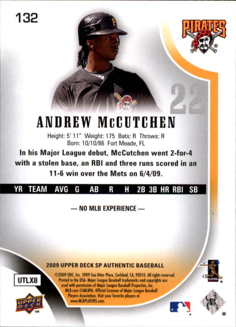 2009 SP Authentic #132 Andrew McCutchen (RC) back image