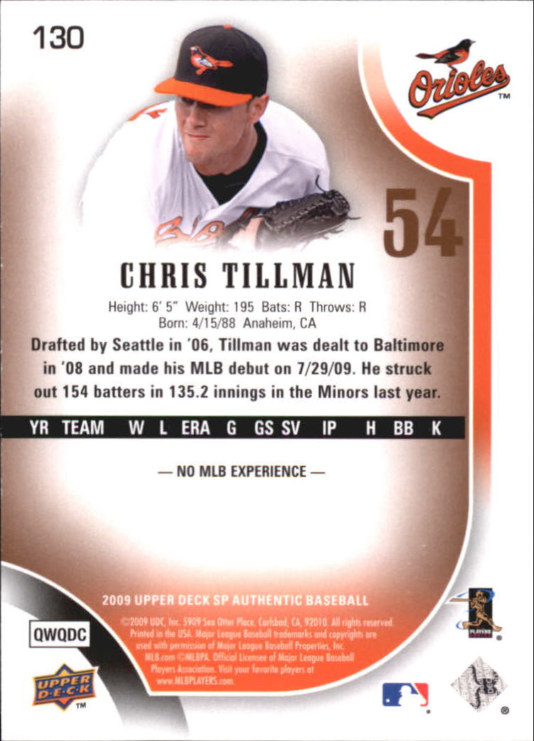 2009 SP Authentic Copper #130 Chris Tillman back image