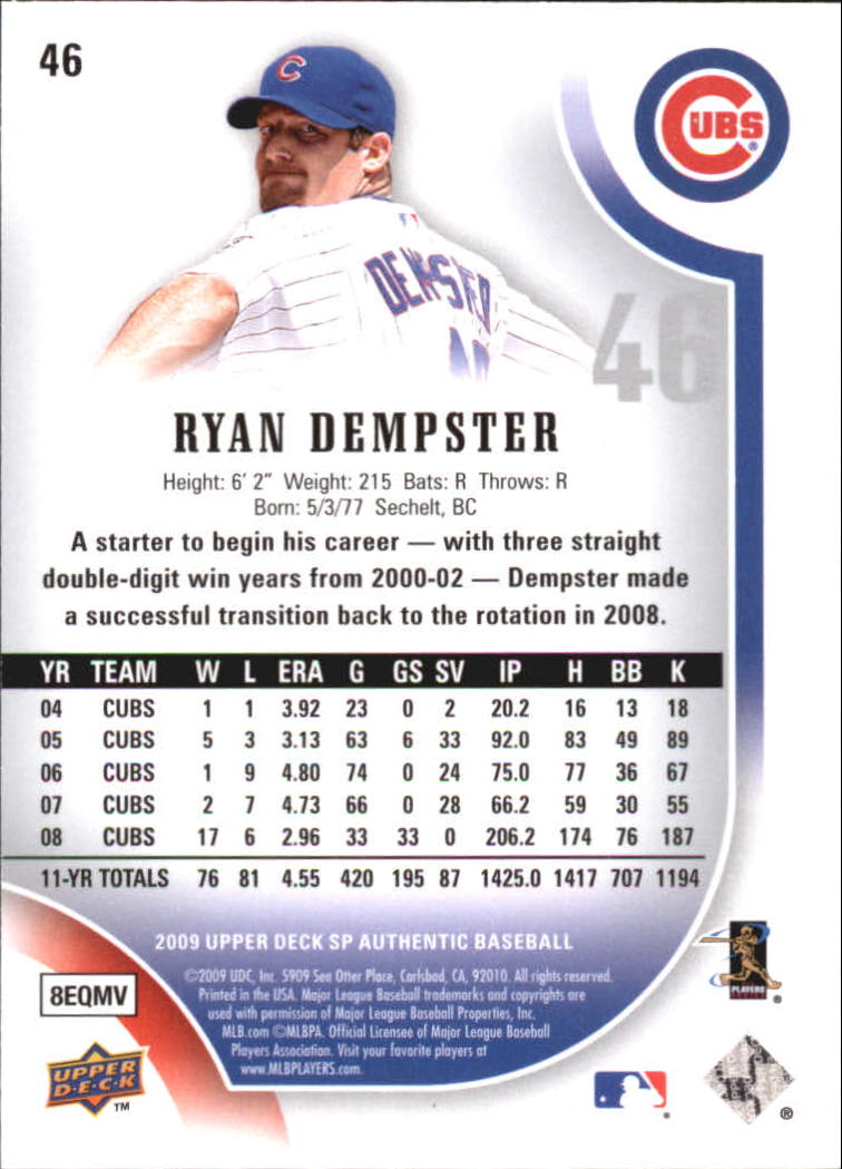 2009 SP Authentic Gold #46 Ryan Dempster back image