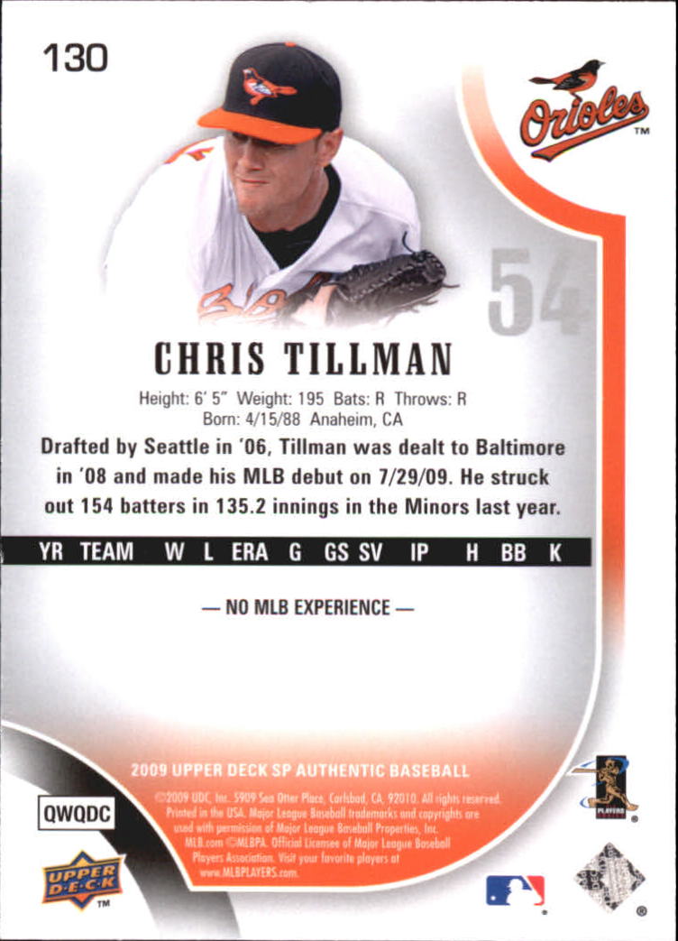 2009 SP Authentic Gold #130 Chris Tillman back image