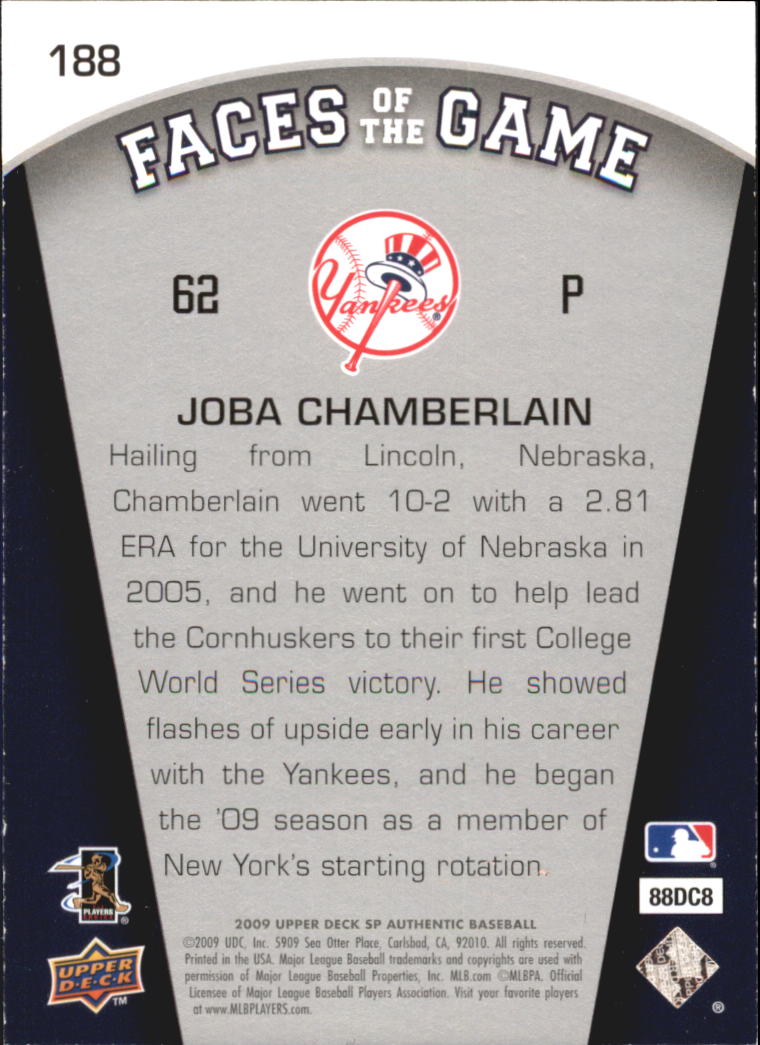2009 SP Authentic Gold #188 Joba Chamberlain FG back image
