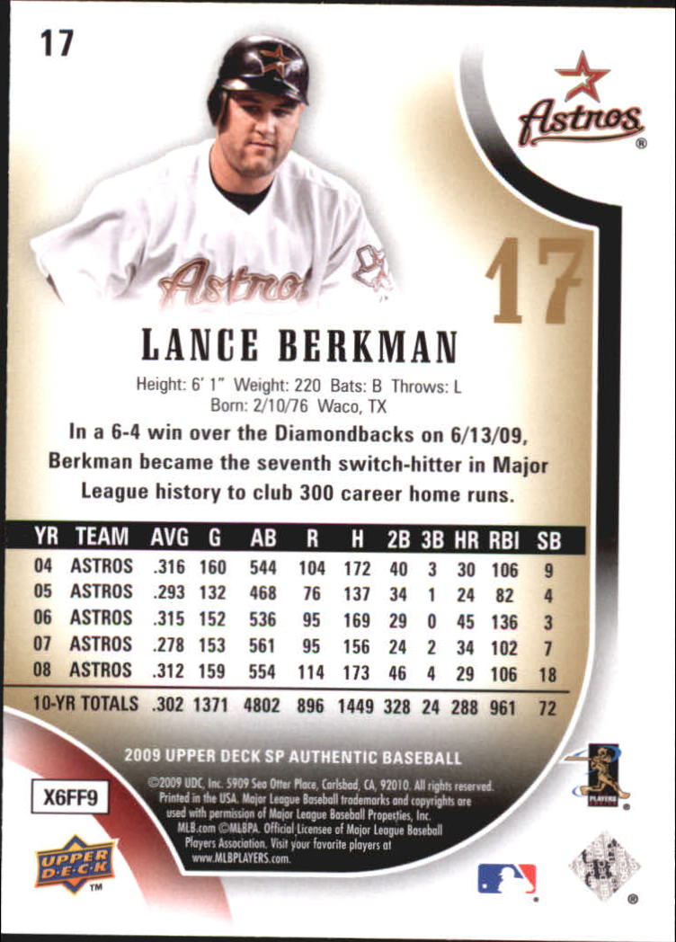 2009 SP Authentic Silver #17 Lance Berkman back image