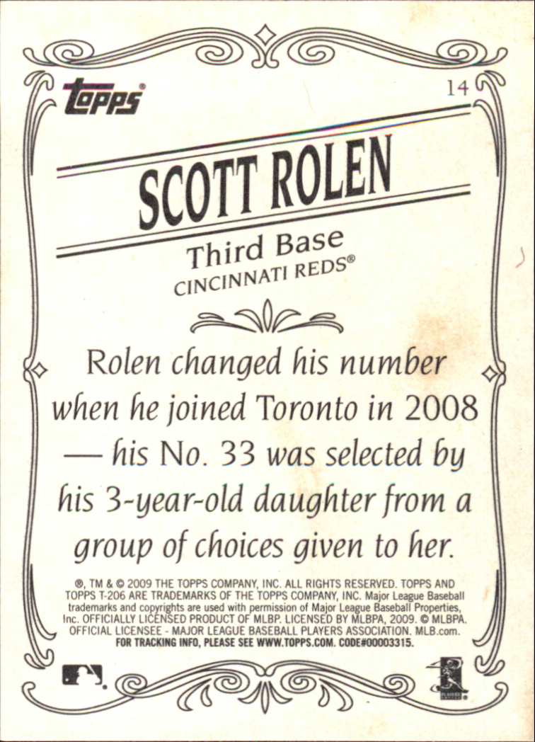 2009 Topps 206 #14 Scott Rolen back image