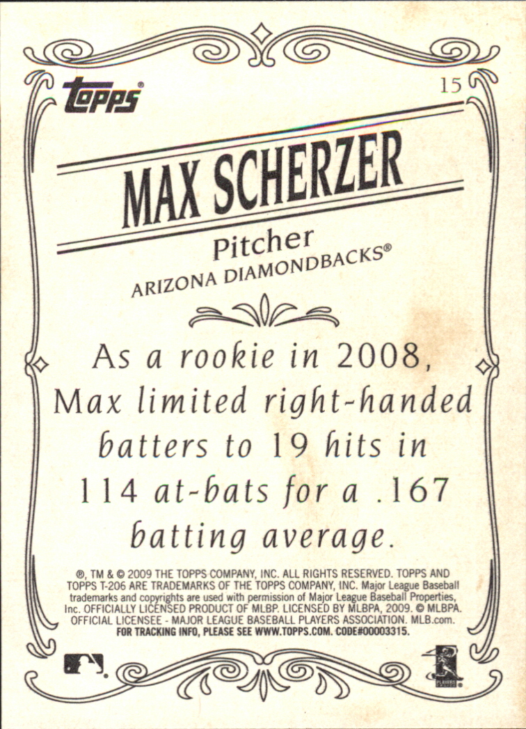 2009 Topps 206 #15 Max Scherzer back image