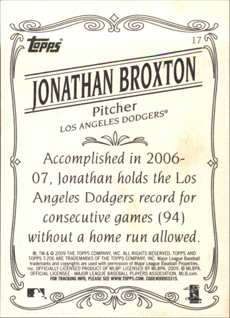 2009 Topps 206 #17 Jonathan Broxton back image