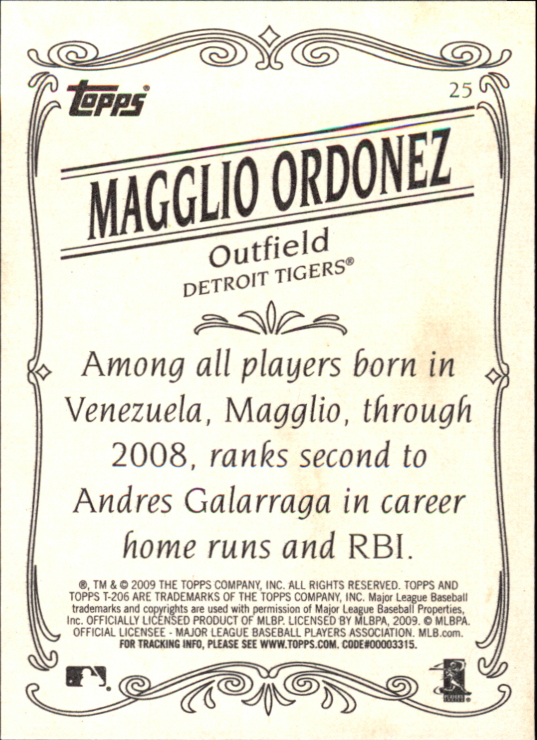 2009 Topps 206 #25 Magglio Ordonez back image