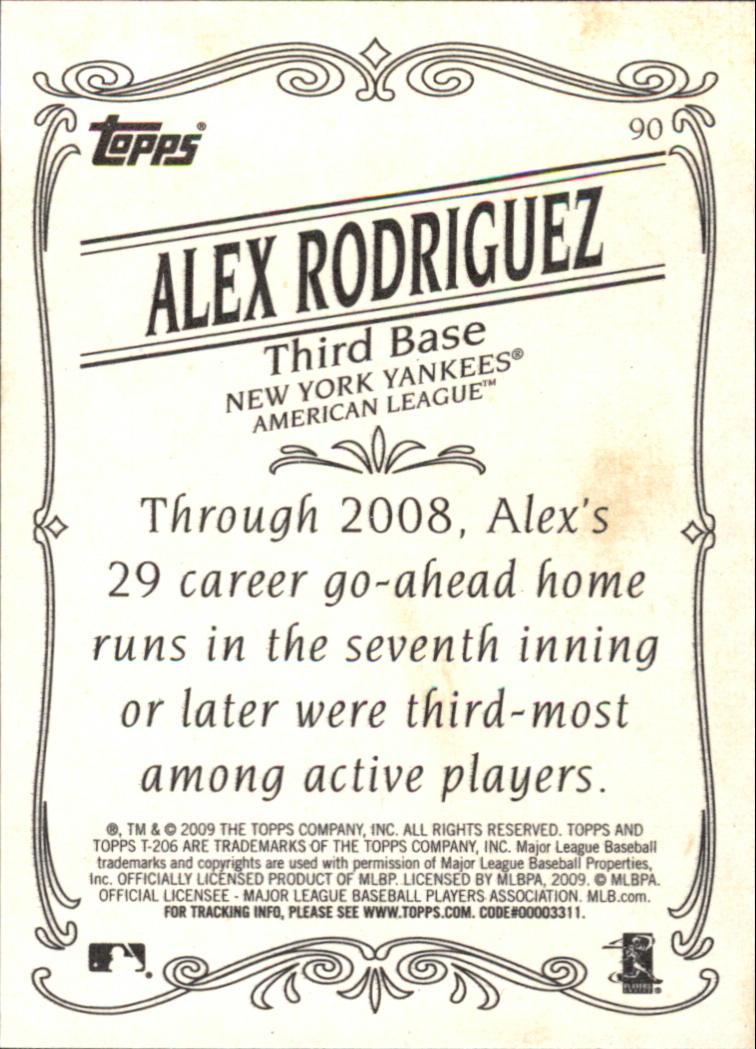 2009 Topps 206 #90a Alex Rodriguez back image