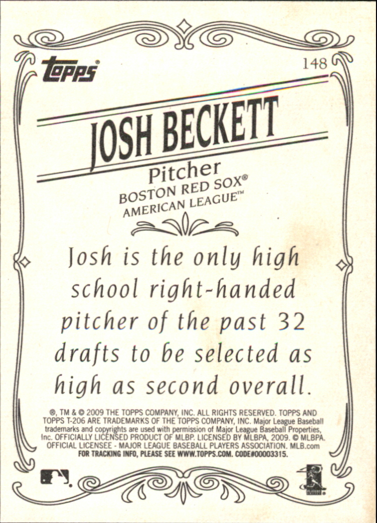 2009 Topps 206 #148 Josh Beckett back image