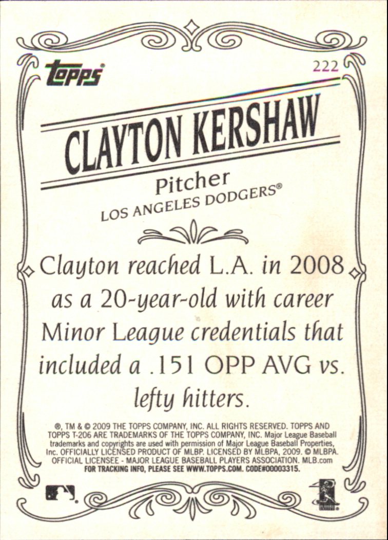 2009 Topps 206 #222 Clayton Kershaw back image