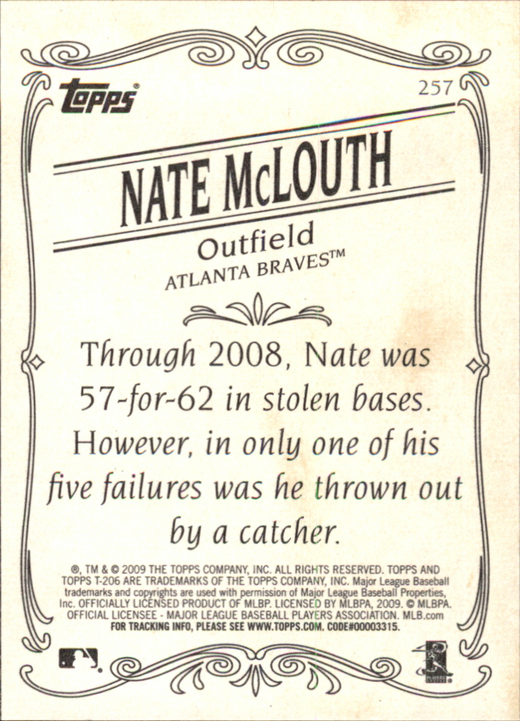 2009 Topps 206 #257 Nate McLouth back image