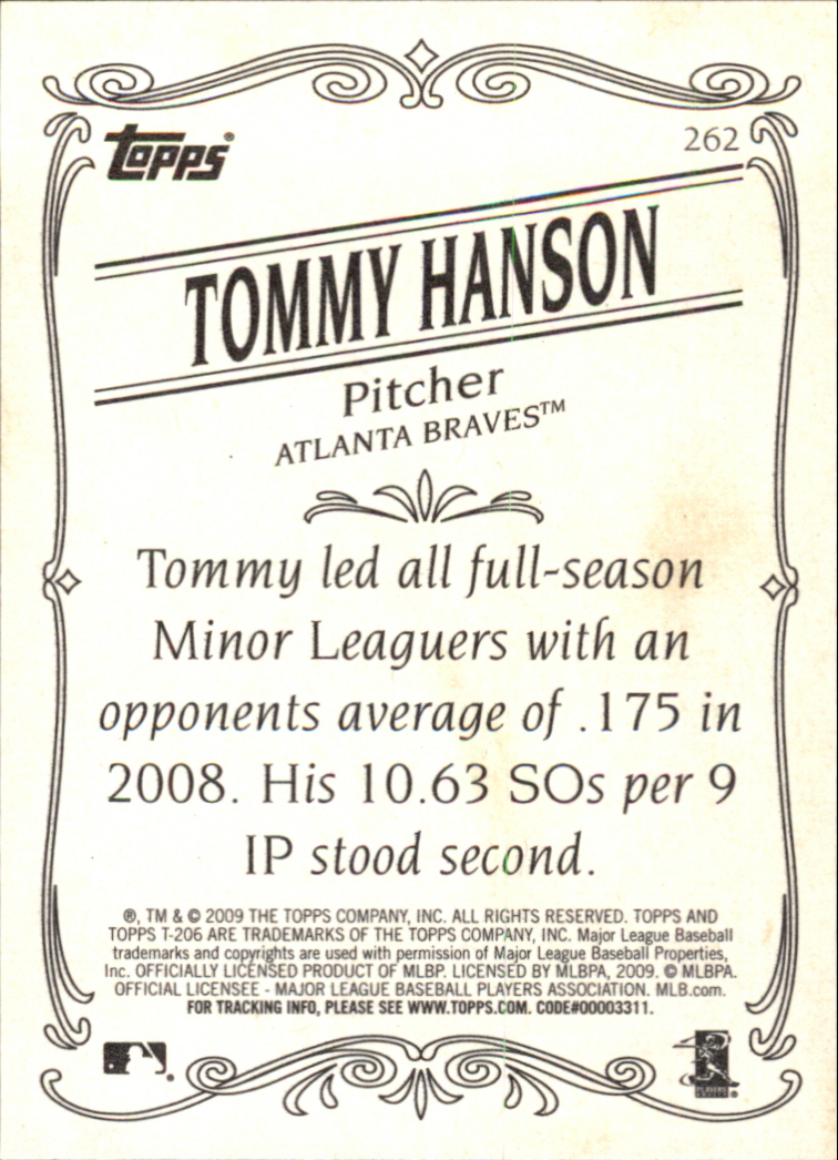 2009 Topps 206 #262a Tommy Hanson RC back image