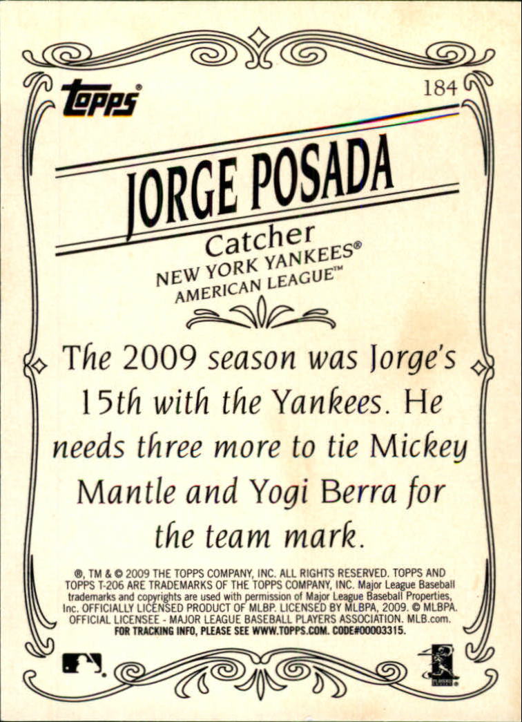 2009 Topps 206 Bronze #184 Jorge Posada back image