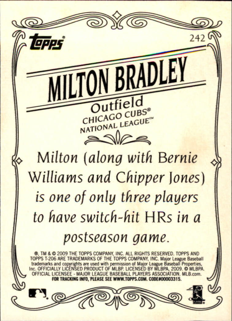 2009 Topps 206 Bronze #242 Milton Bradley back image