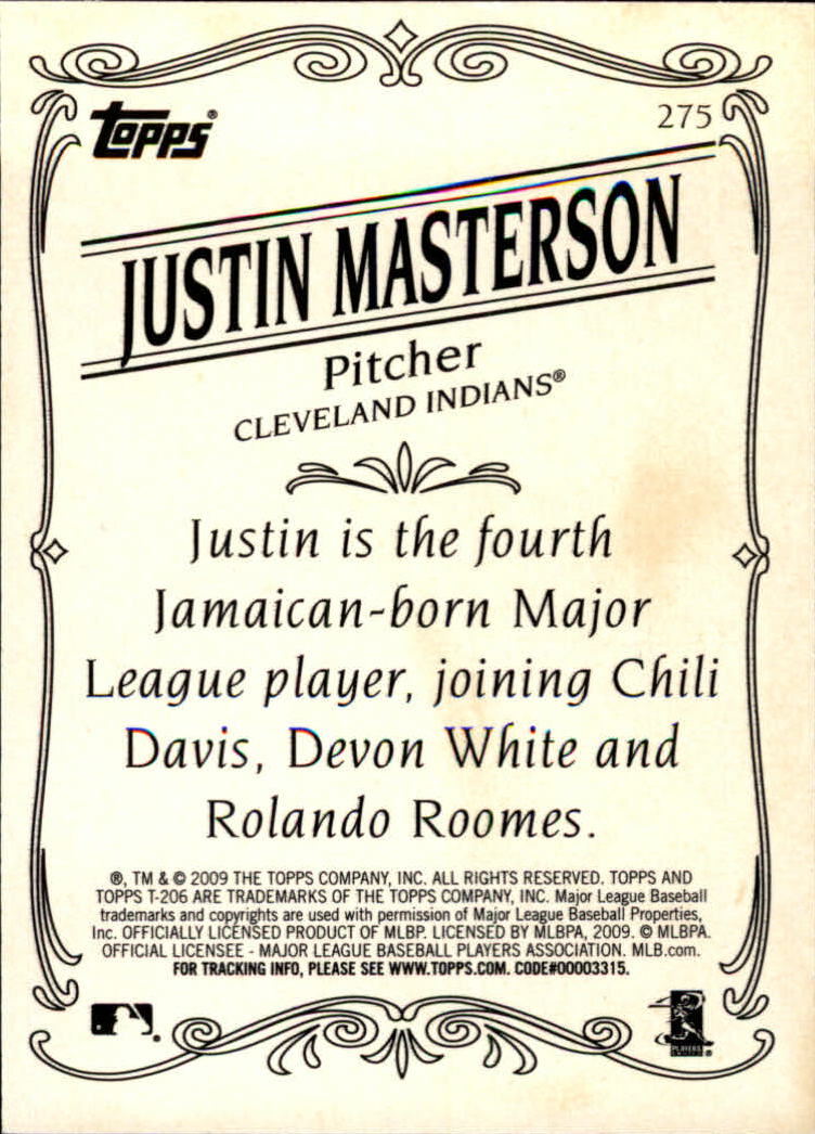 2009 Topps 206 Bronze #275 Justin Masterson back image