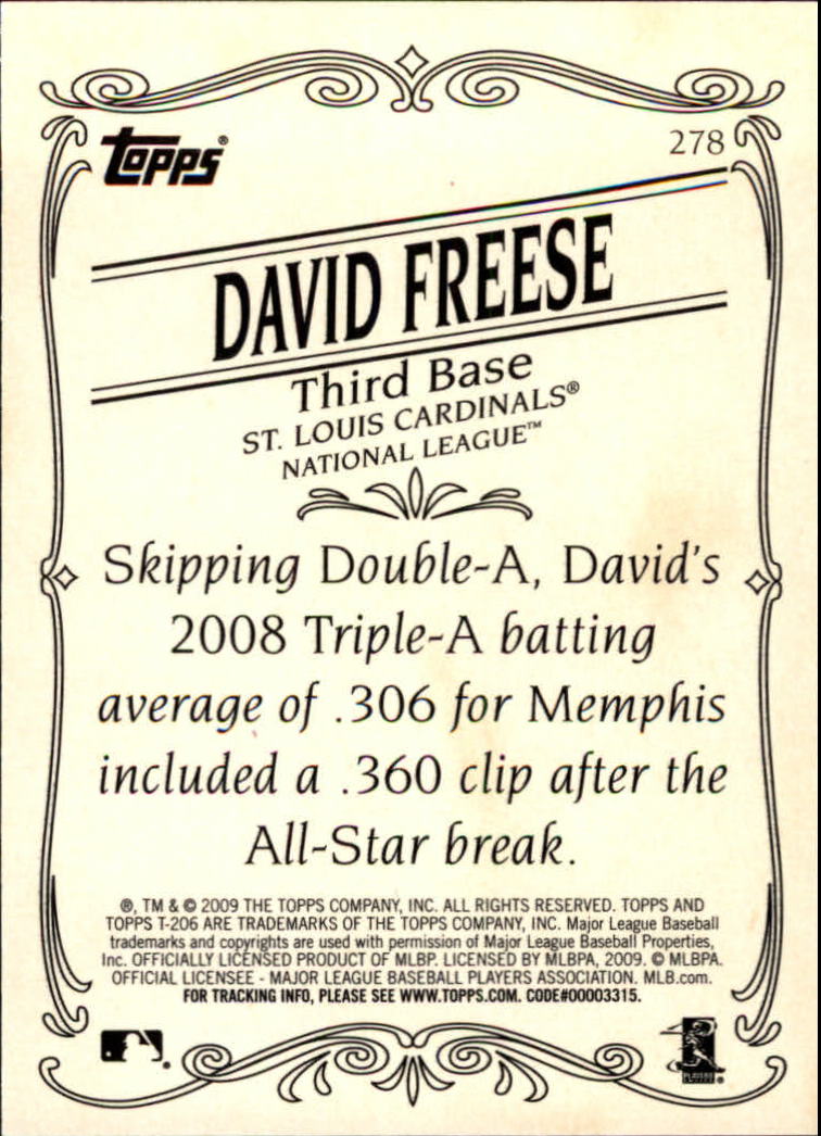 2009 Topps 206 Bronze #278 David Freese back image