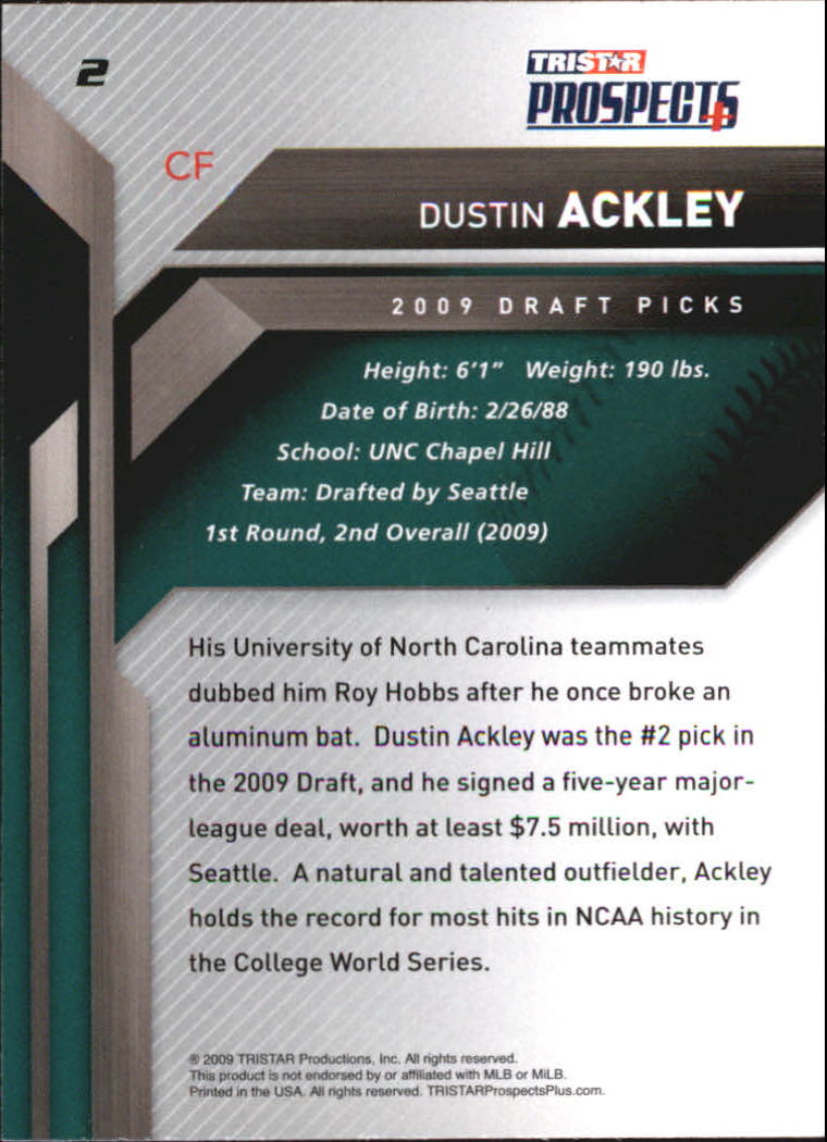 2009 TRISTAR Prospects Plus #2A Dustin Ackley back image
