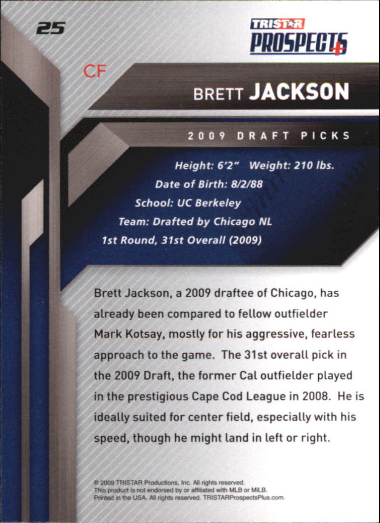2009 TRISTAR Prospects Plus #25 Brett Jackson back image