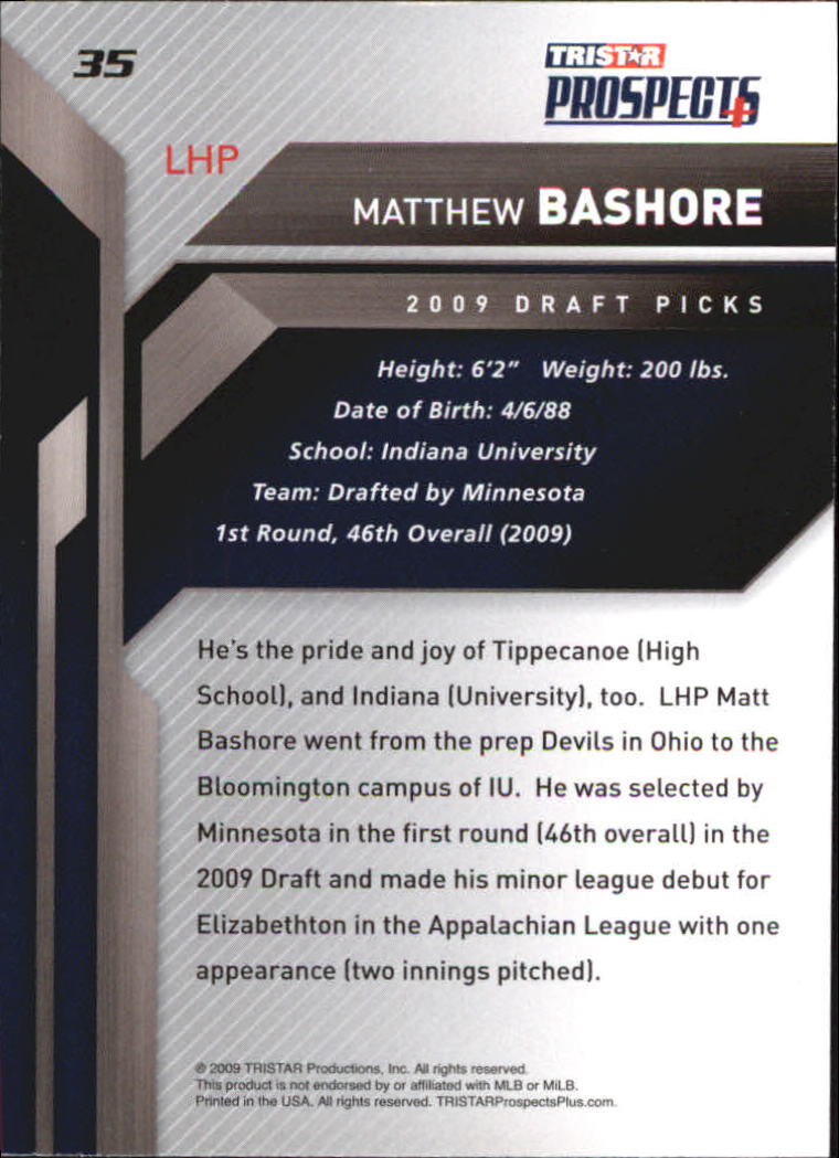 2009 TRISTAR Prospects Plus #35 Matthew Bashore back image