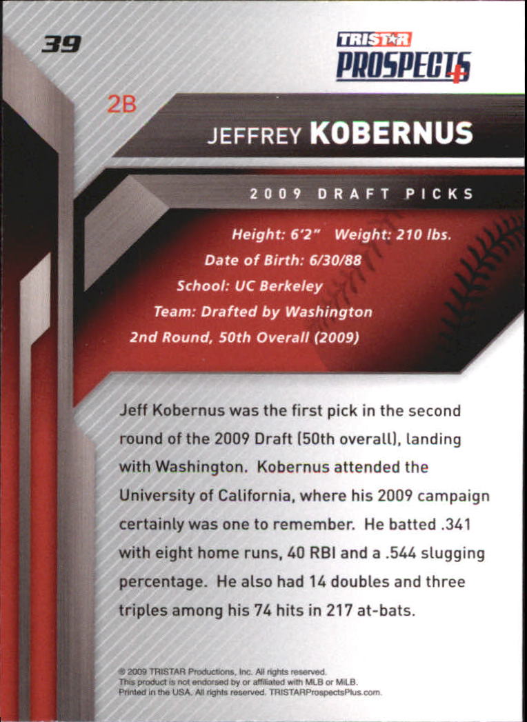 2009 TRISTAR Prospects Plus #39 Jeffrey Kobernus back image