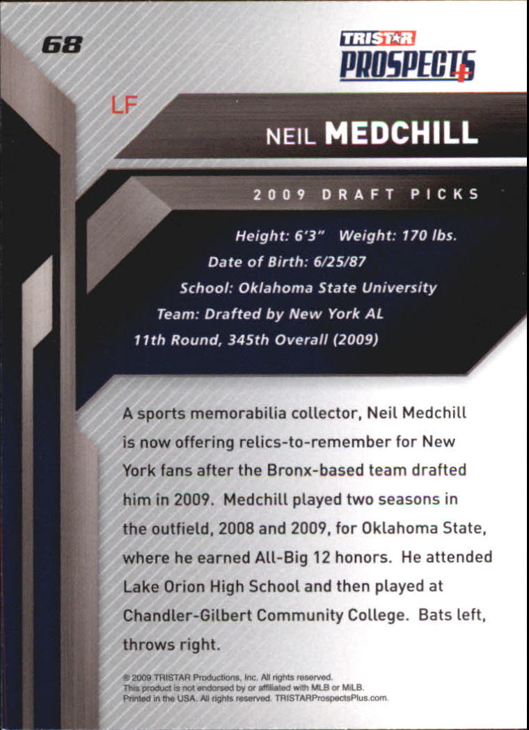 2009 TRISTAR Prospects Plus #68 Neil Medchill back image