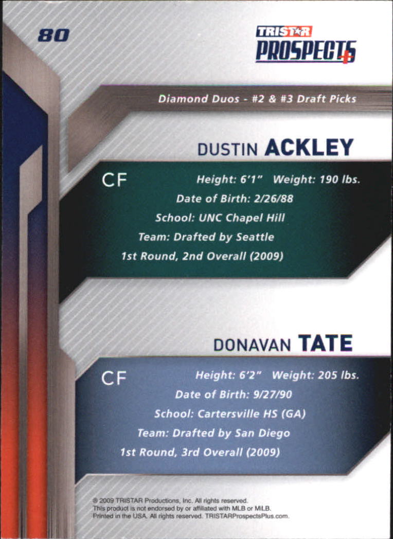 2009 TRISTAR Prospects Plus #80 Dustin Ackley/Donavan Tate back image