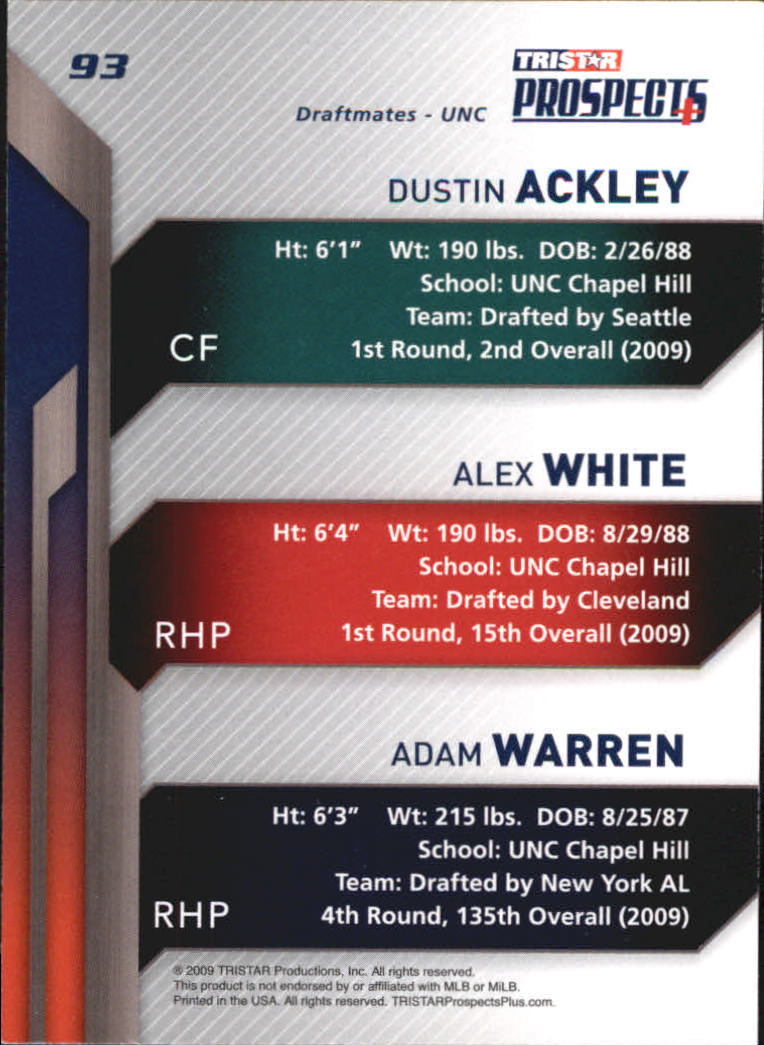 2009 TRISTAR Prospects Plus #93 Dustin Ackley/Alex White/Adam Warren back image