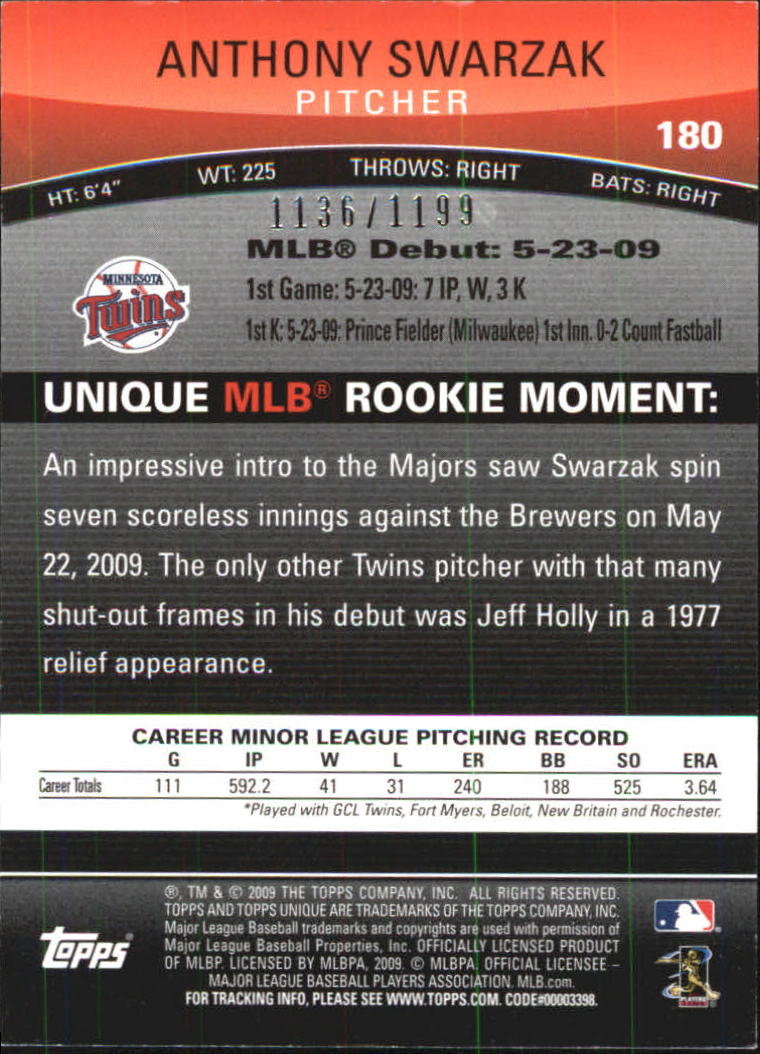 2009 Topps Unique Red Parallel Singles xxxx/1199 - You