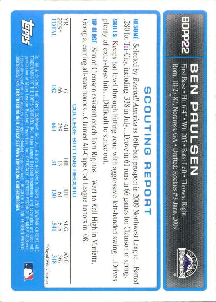 2009 Bowman Chrome Draft Prospects Baseball Card Pick - Picture 43 of 139