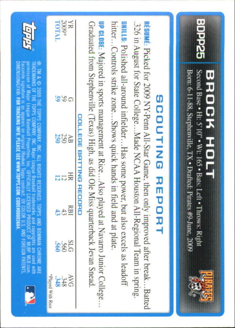 2009 Bowman Chrome Draft Prospects Baseball Card Pick - Picture 47 of 139