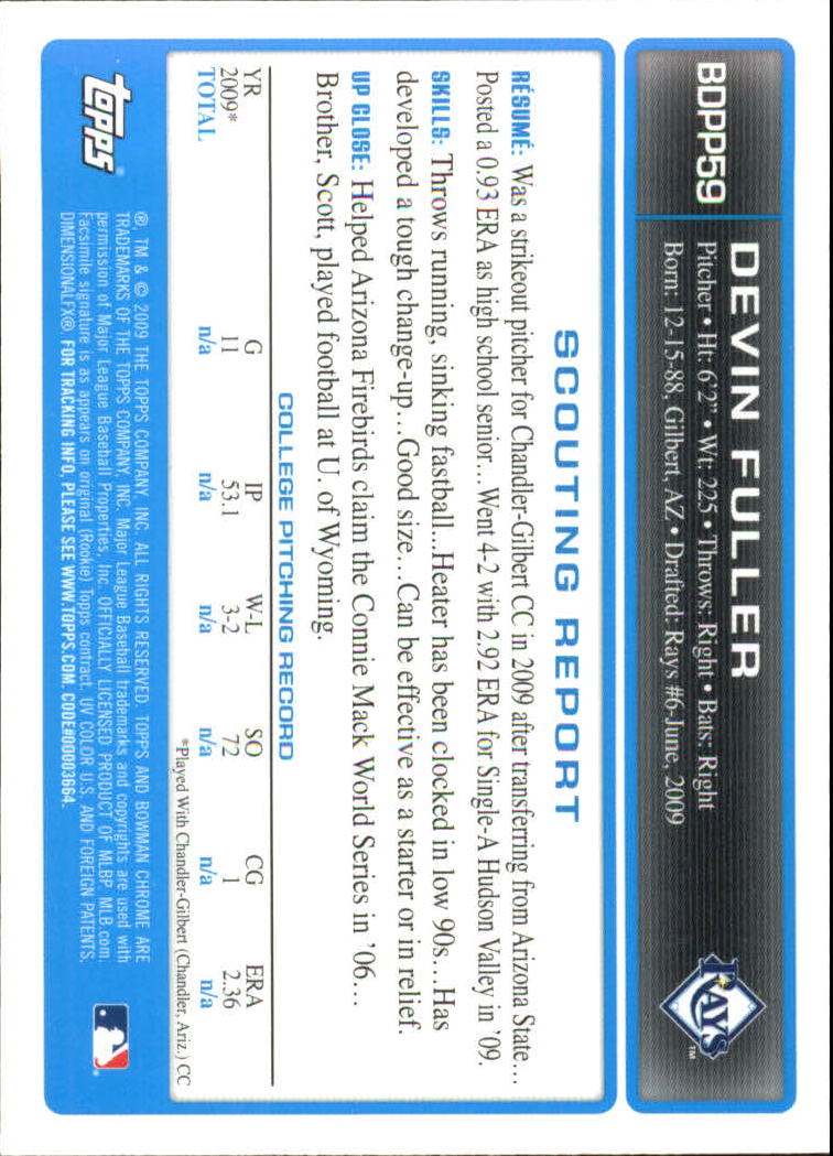 2009 Bowman Chrome Draft Prospects Baseball Card Pick - Picture 108 of 139