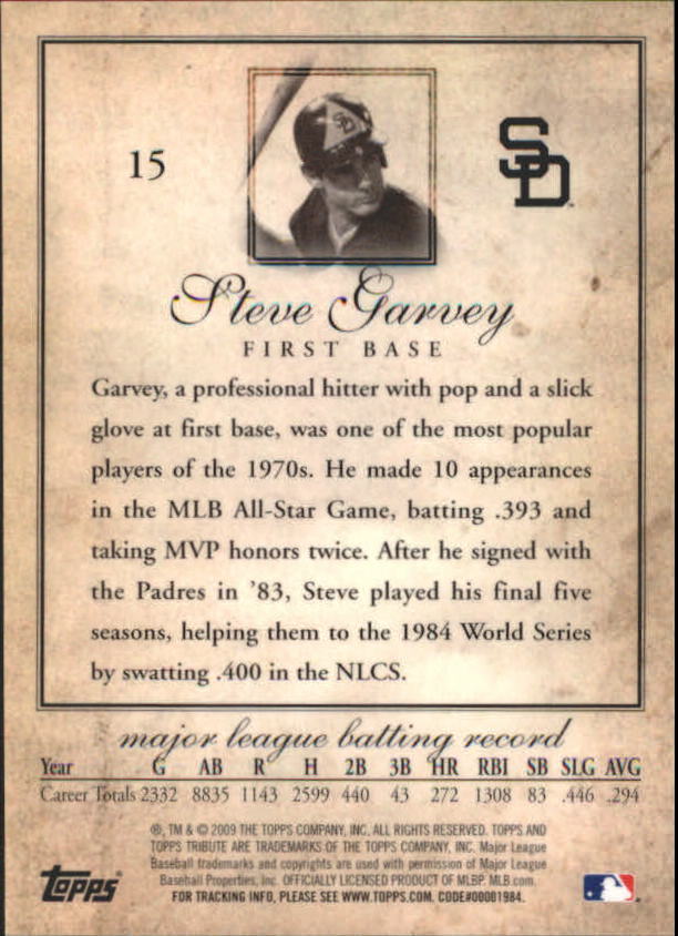 2009 Topps Tribute #15 Steve Garvey back image