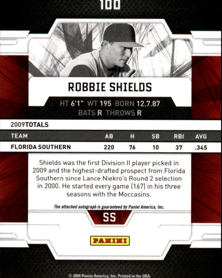 2009 Donruss Elite Extra Edition #100 Robbie Shields AU/749 back image