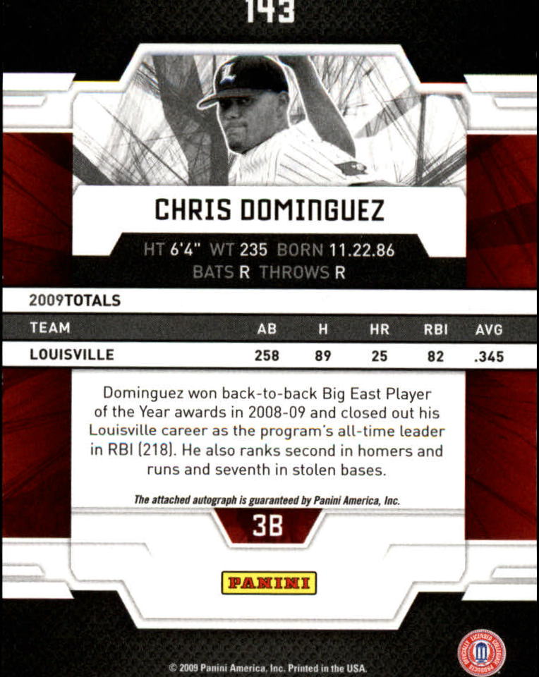 2009 Donruss Elite Extra Edition #143 Chris Dominguez AU/719 back image