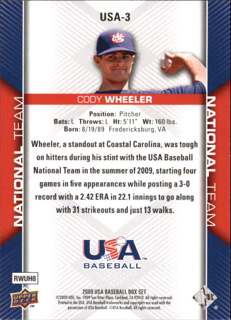 2009-10 USA Baseball #USA3 Cody Wheeler back image