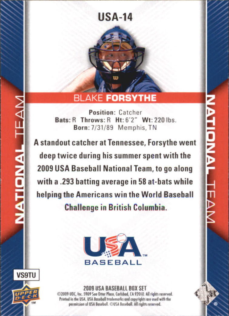 2009-10 USA Baseball #USA14 Blake Forsythe back image
