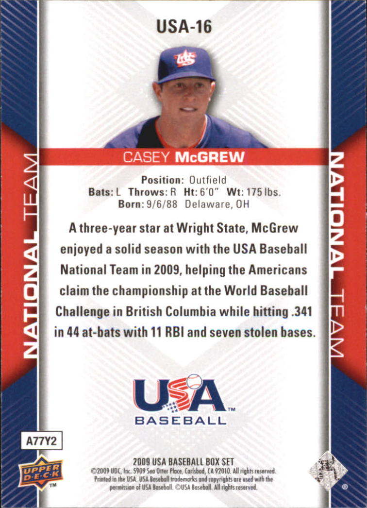 2009-10 USA Baseball #USA16 Casey McGrew back image