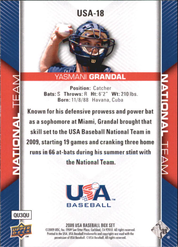 2009-10 USA Baseball #USA18 Yasmani Grandal back image