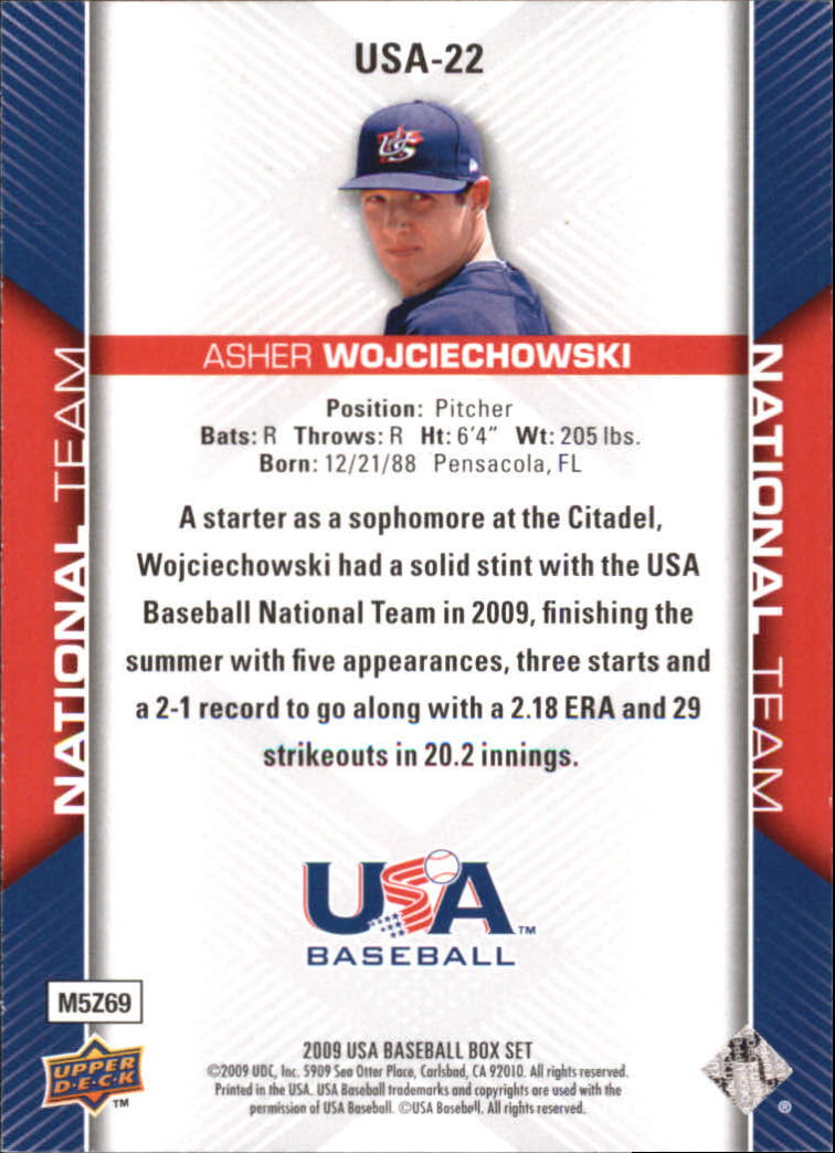 2009-10 USA Baseball #USA22 Asher Wojciechowski back image