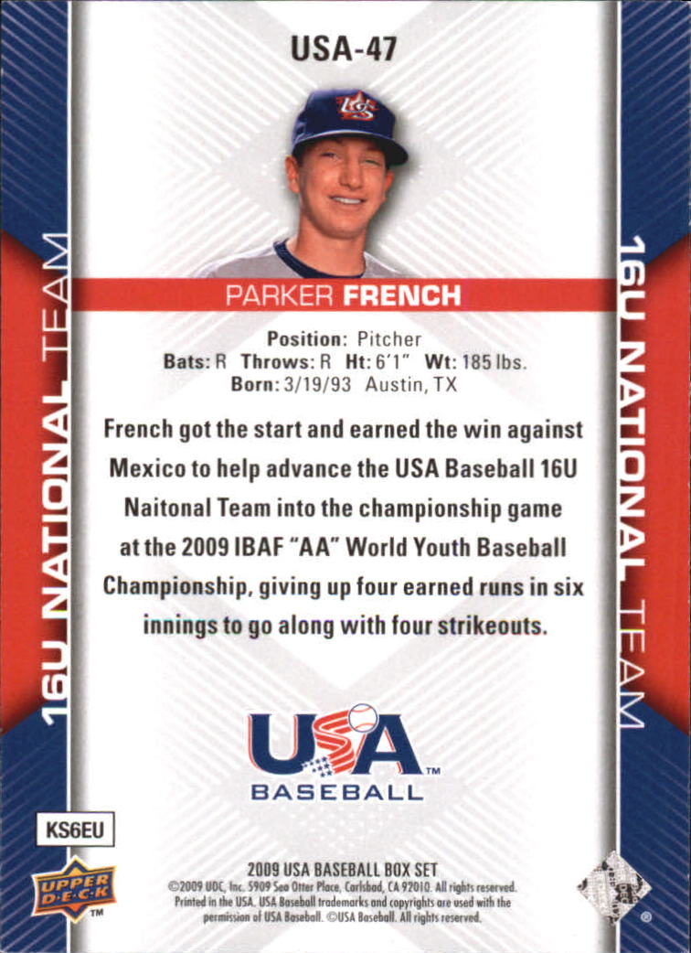 2009-10 USA Baseball #USA47 Parker French back image