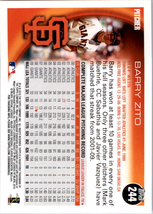 A6550- 2010 Topps Baseball Card #s 1-250 +Rookies -You Pick- 15+ FREE US SHIP - Picture 465 of 479