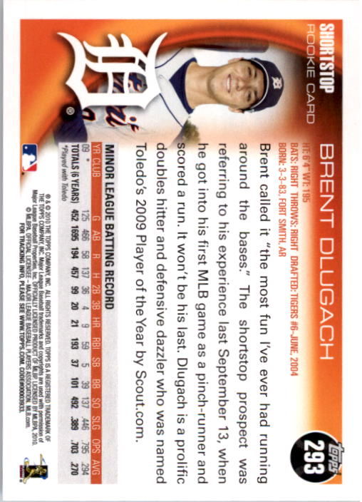 2010 Topps #293 Brent Dlugach (RC) back image