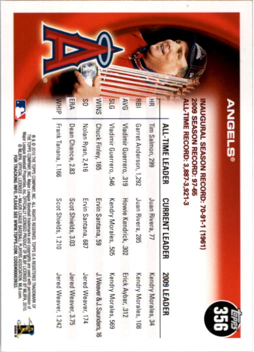 2010 Topps #356 Los Angeles Angels back image