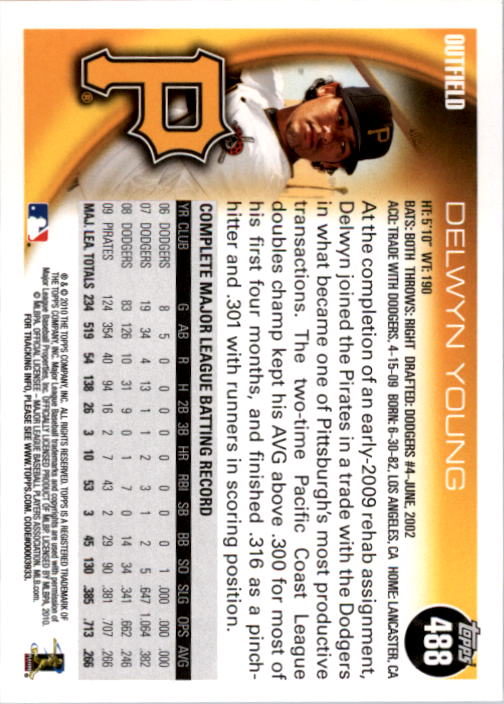 2010 Topps #488 Delwyn Young back image