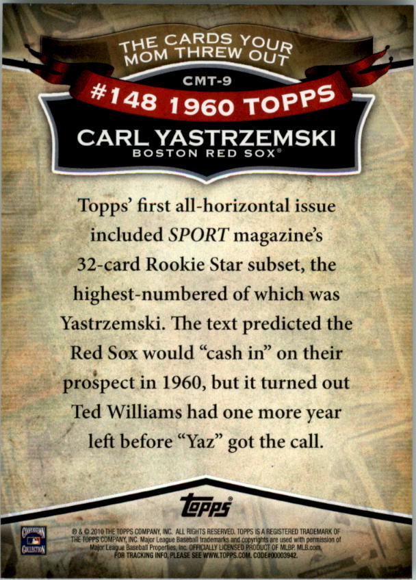 2010 Topps Cards Your Mom Threw Out #CMT9 Carl Yastrzemski back image
