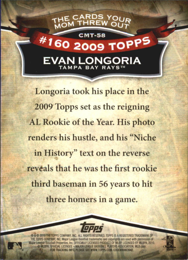 2010 Topps Cards Your Mom Threw Out #CMT58 Evan Longoria back image